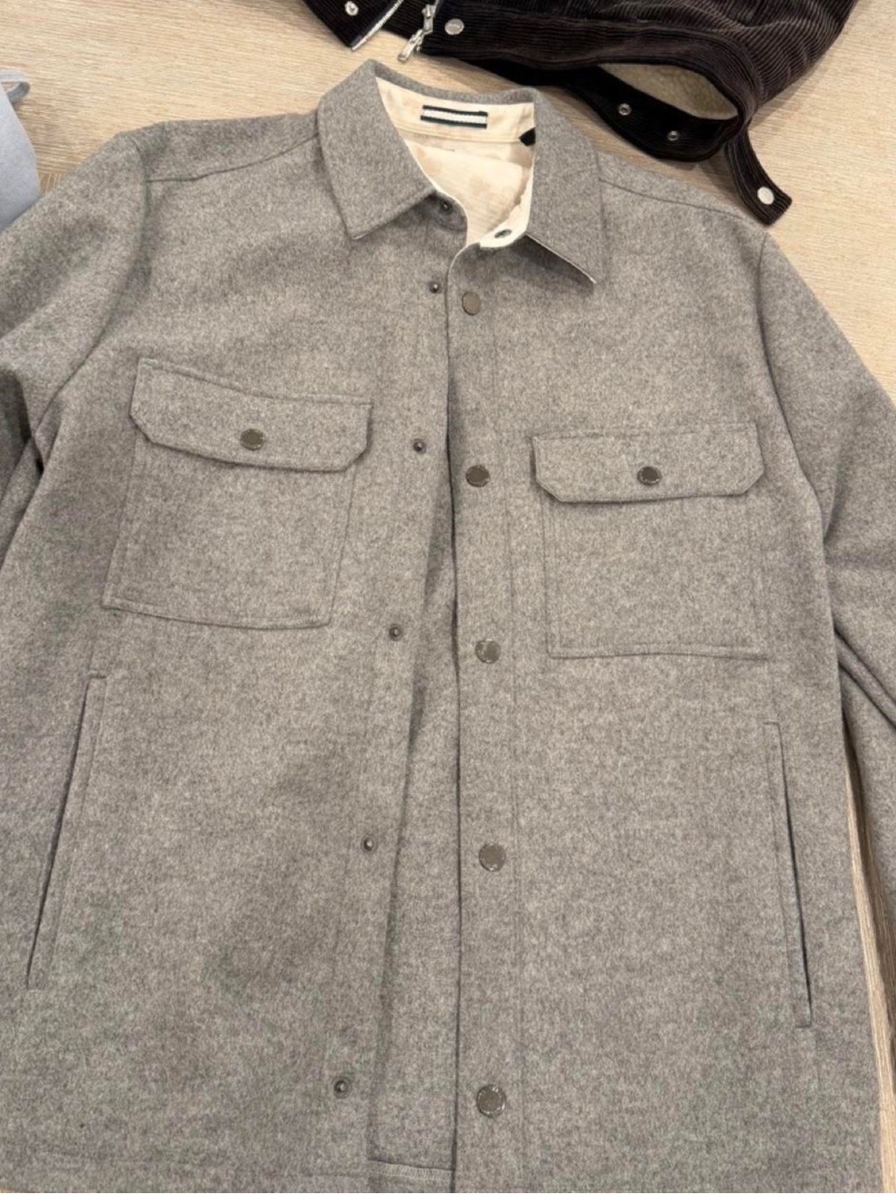 Ted Baker Light Gray Wool-Blend Shirt Jacket